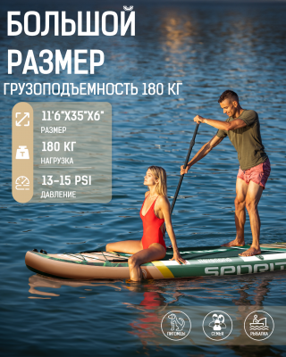 Надувная SUP-доска SPORIT NEVER LAND GREEN 11'6'' 351-86-15cm